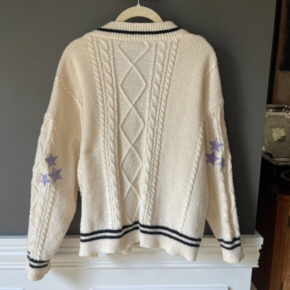 Taylor Swift Folklore Album Embroidered Stars Knit Cardigan Sweater XS/SM - Picture 5 of 5